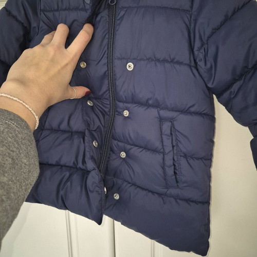 Benetton blue nautical jacket 12-18 months like new with detachable hood