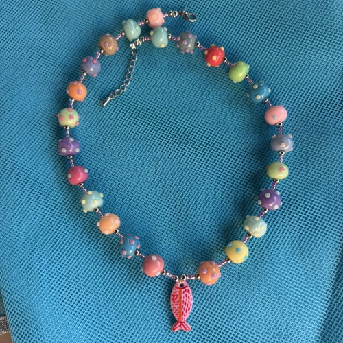 Summer colorful necklace with large beads like new