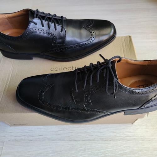 Clarks Brogue Oxford Leather Shoes Size 45 Like New Black