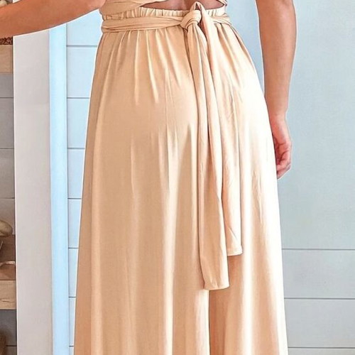 Convertible sleeveless dress size S new, beige