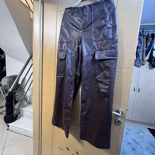 Zara leather pants large new, brown