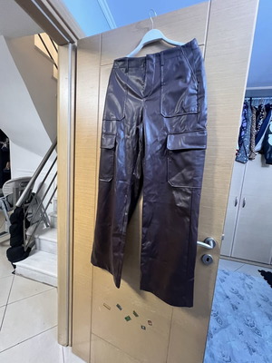 Zara leather pants large new, brown