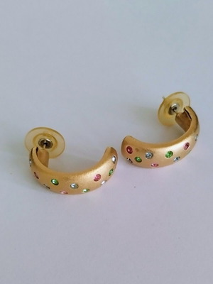 Swarovski earrings used, multicolored and gold tone