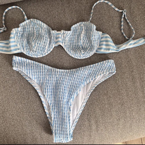 Bikini size M, new, white and blue
