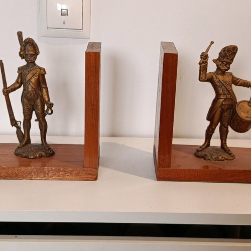 Bookends with Napoleonic Soldiers used, resin, set of 2