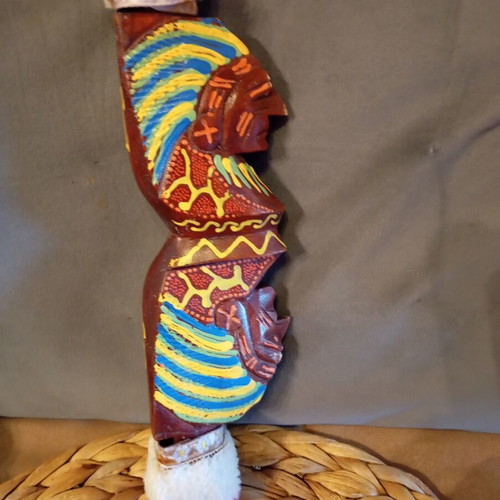 Wooden vintage figure handmade, used, African art, 28 cm height