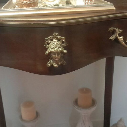 Antique secretary desk like new, solid walnut wood with brass details