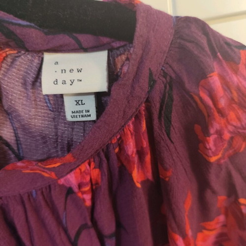 Printed long dress with pockets, purple floral, like new