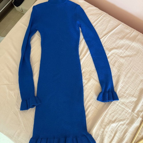 Bershka knitted dress new, blue with silver thread