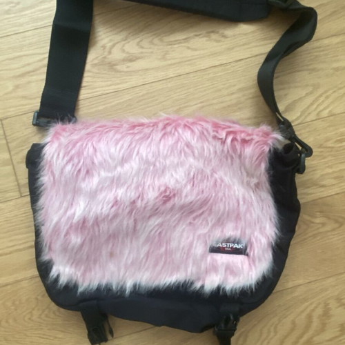 Eastpak shoulder bag 30x25cm with pink fur