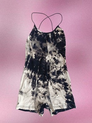 Shein Tie-Dye Backless Romper like new, black and beige, size S