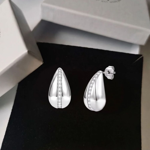 14K White Gold Moissanite Teardrop Earrings with GRA Certificate