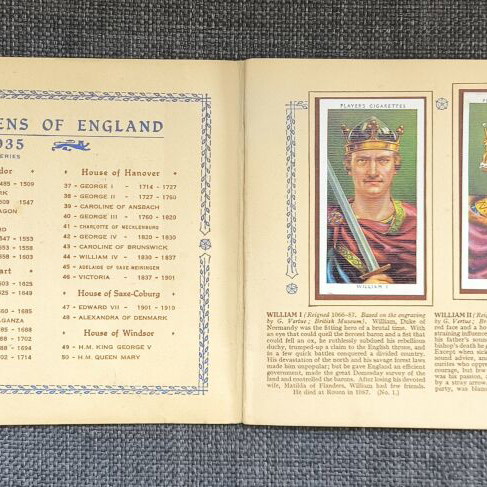 The Kings and Queens of England Album 1935 used, John Player & Sons