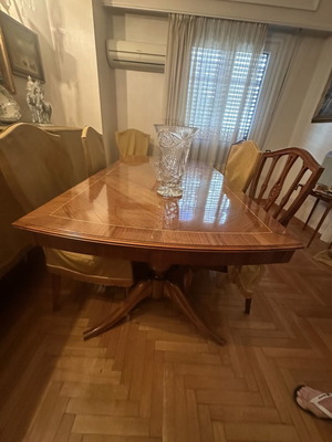 Antique dining table with 6 chairs and large dresser