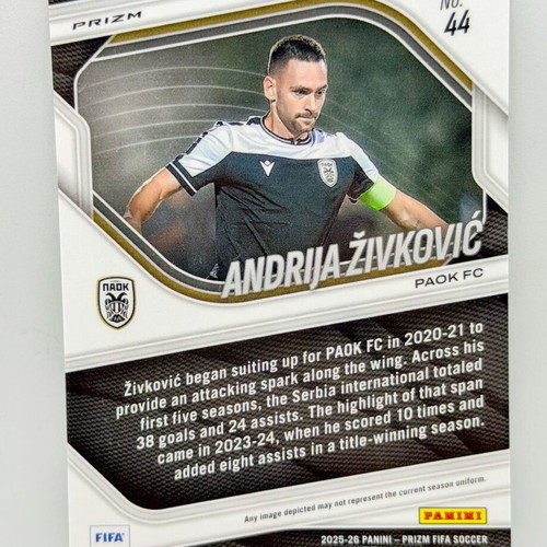 Panini FIFA Prizm 2025/26 Andrija Zivkovic #44 PAOK Silver Prizm Refractor card new