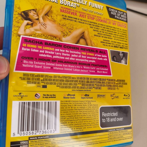 Bruno 2009 Sasca Baron Cohen Blu-Ray Uncut Edition like new