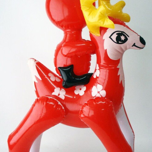 Inflatable Santa Claus with Reindeer 64cm 1980s New