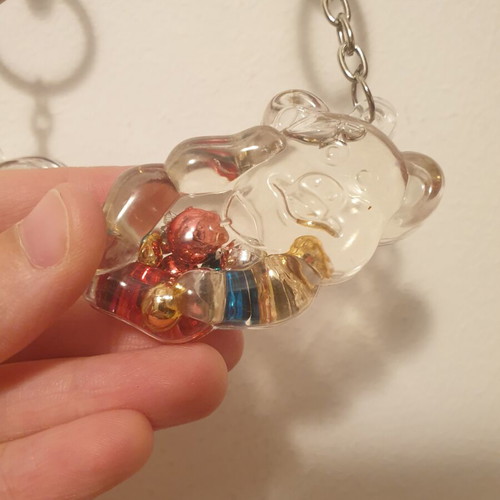 Keychain set 90s dolphin heart pig like new, colorful pearls
