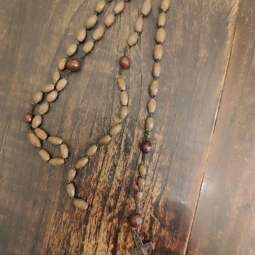 Rosary used with old chain and cross, possibly olive pit beads