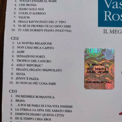 Vasco Rossi collectible CDs pack of 3, rock
