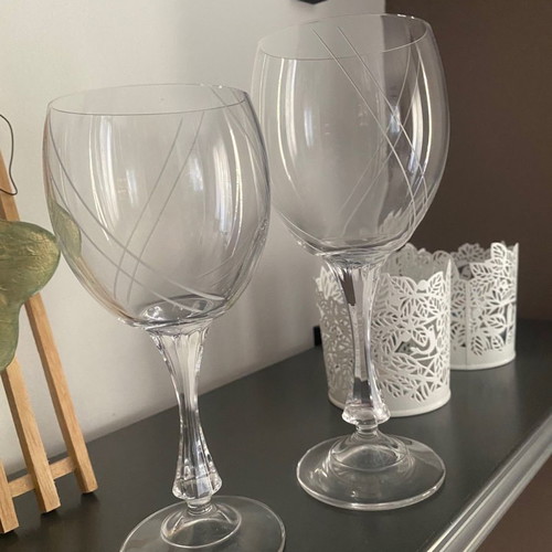 Crystal wine glasses like new, set of 24, hand-engraved