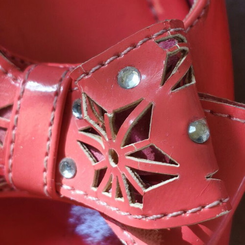 Platform sandals size 39 used, peach color, 12 cm heel, Fashion brand