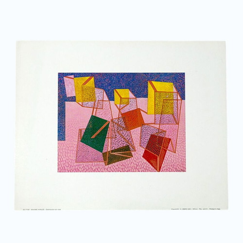 Vintage art print Distribution en rose by Maxime Kanlee like new 30x24 cm