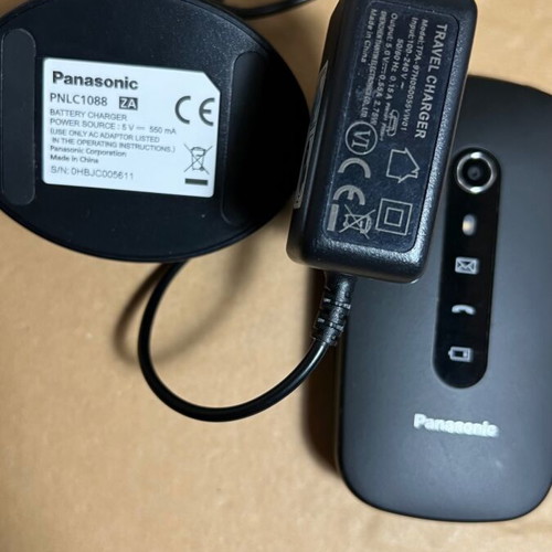 Panasonic KX-TU466 EXBE Black used clamshell phone with SOS button