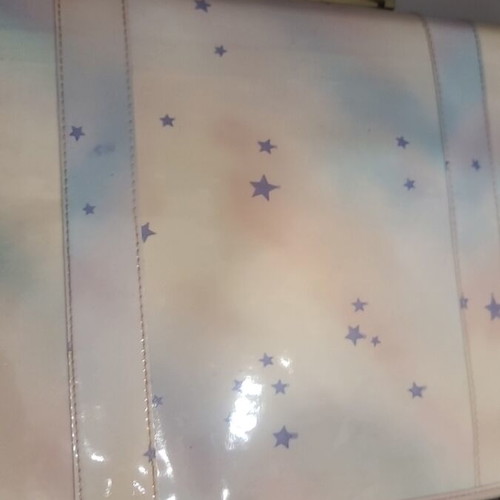 Vintage school satchel bag with pastel stars and children illustration