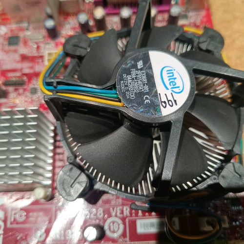 MSI G31M3-F motherboard used with Intel processor and heatsink