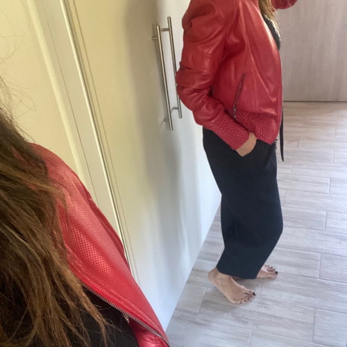 Leather jacket red new, size medium