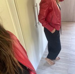Leather jacket red new, size medium