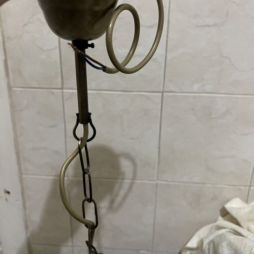 Vintage lamp light used, glass with beige shade