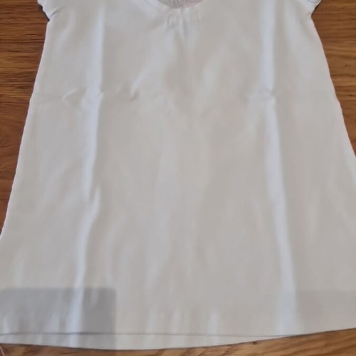 White Marasil blouse like new with short sleeves and lace back