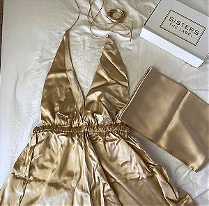 Καινούργια 100% silk μεταξένια φόρμα  αξίας 450€ απο την εταιρεία «sisters the label» (κοντό μεταξένιο φόρεμα επίσημο)