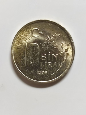 Turkey 10 Bin Lira 1996 coin used