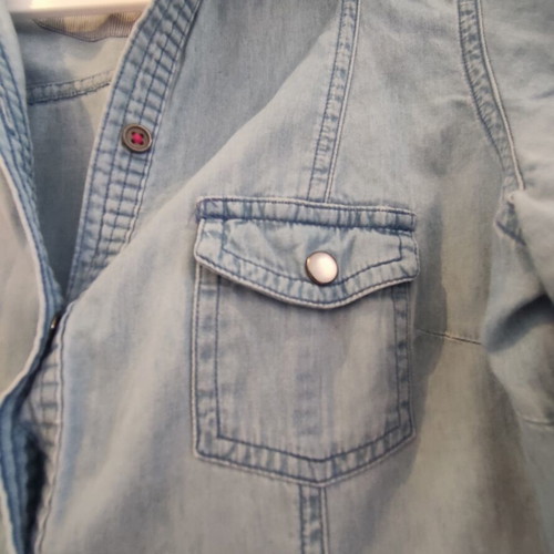 Denim shirt turquoise, like new, slim fit, summer fabric