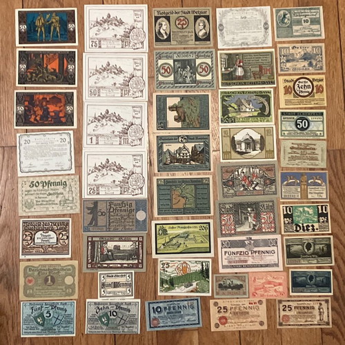Lot of 44 German Notgeld banknotes 1919-1923 new