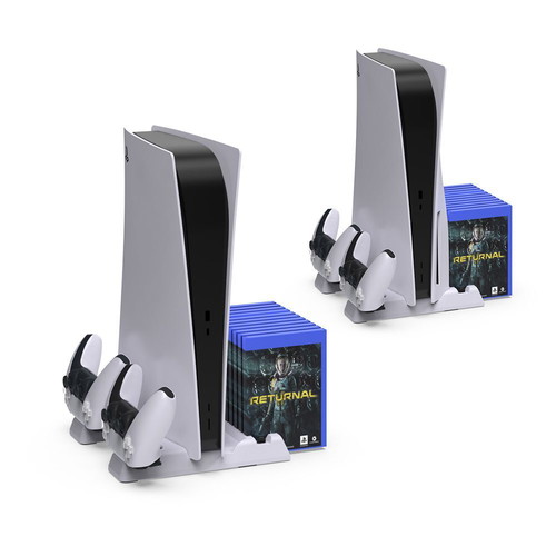 Dobe PS5/PS5 Slim Charging Stand for 2 Controllers, Multifunctional Cooling Stand