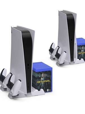 Dobe PS5/PS5 Slim Charging Stand for 2 Controllers, Multifunctional Cooling Stand
