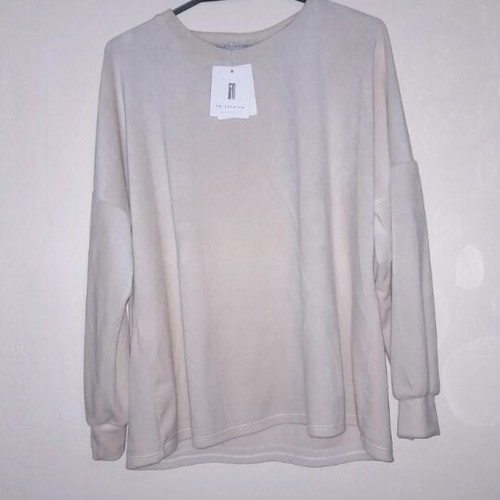 Beige velvet set new, elastic size XL