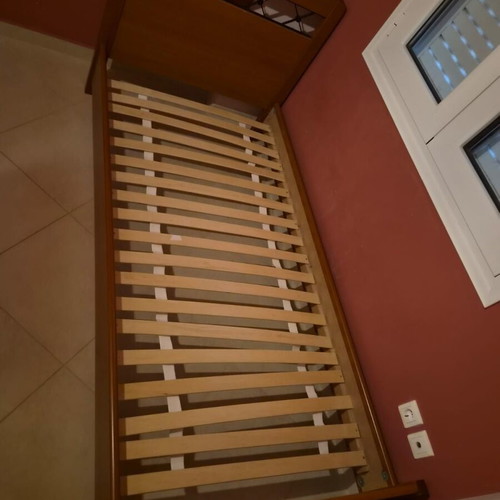 Single bed with orthopedic slats and bedside table, used, 190x90 cm