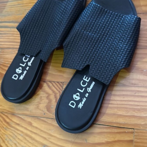 Dolce black leather sandals size 37 new