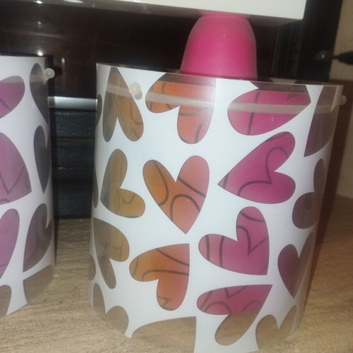 Lighting set 2 pieces modern hearts design ceiling and table lamp like new