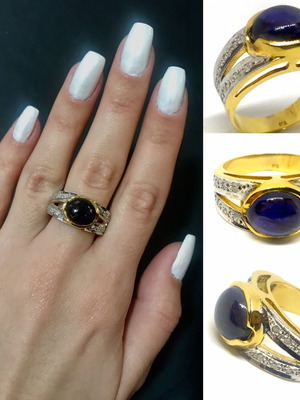 18k ring with 2ct Ceylon sapphire and 0.25ct brilliant diamonds