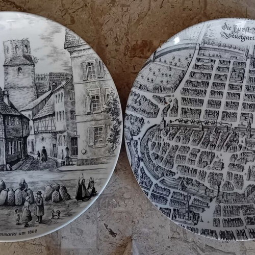 Πιάτα τοίχου Kaiser Porzellan & Altstadt σετ 2 vintage συλλεκτικά