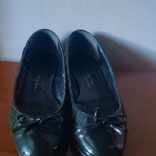 Blu Byblos No 38 ballerinas used, dark green quilted patent leather