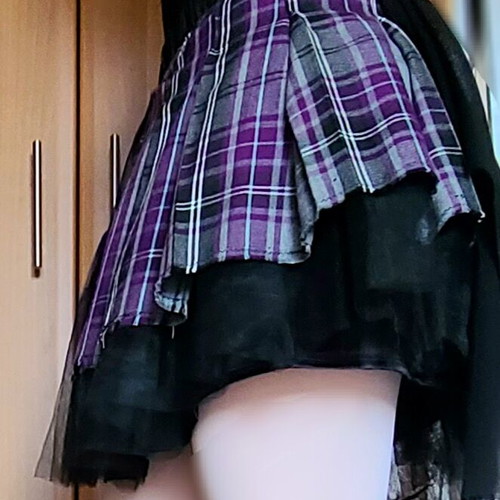 Petticoat tartan skirt used, goth punk handmade details