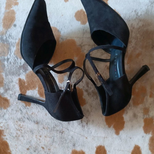 Pura Lopez black castor pumps like new, size 38, 10 cm heel