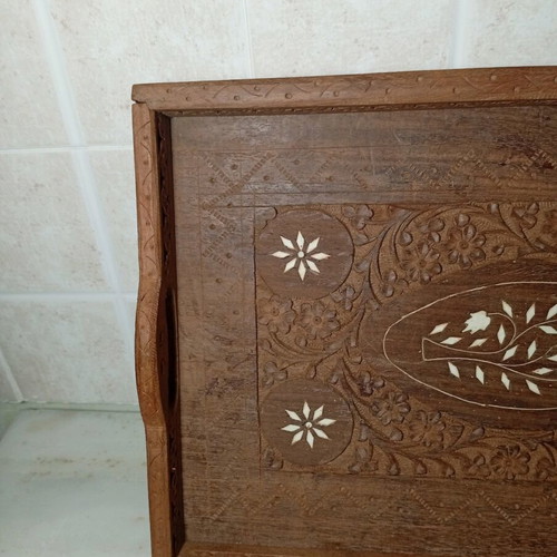 Wooden Handmade Carved Tray Like New